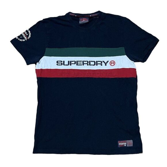 Superdry Athletics Original International Embossed Logo Striped T-Shirt Size 2XL - Picture 1 of 6